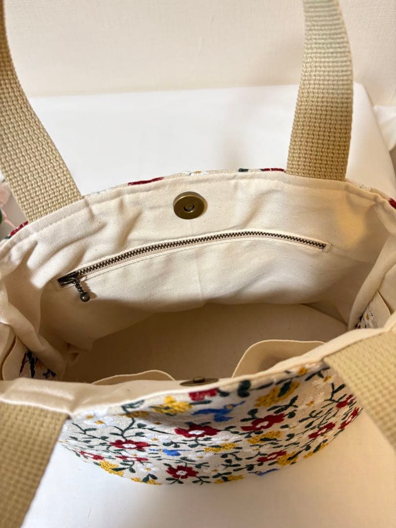 トートバック　船型底　刺繍