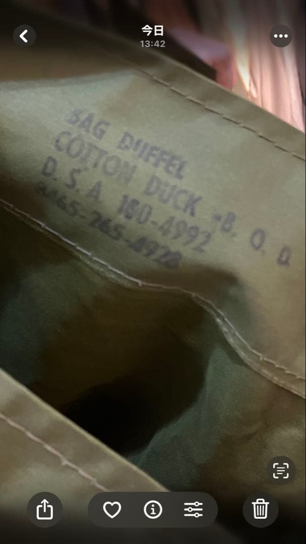 【US ARMY 】60sヴィンテージ ダッフルバッグ ベトナム戦争期 キャンプ