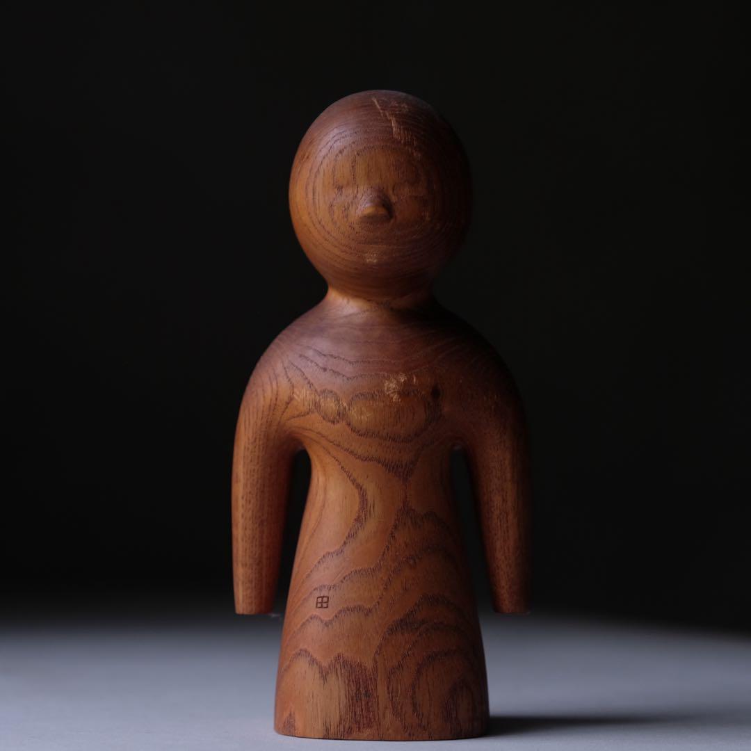 木彫人型オブジェ　作家もの 置物 木彫り アート 芸術 美術 ヴィンテージ