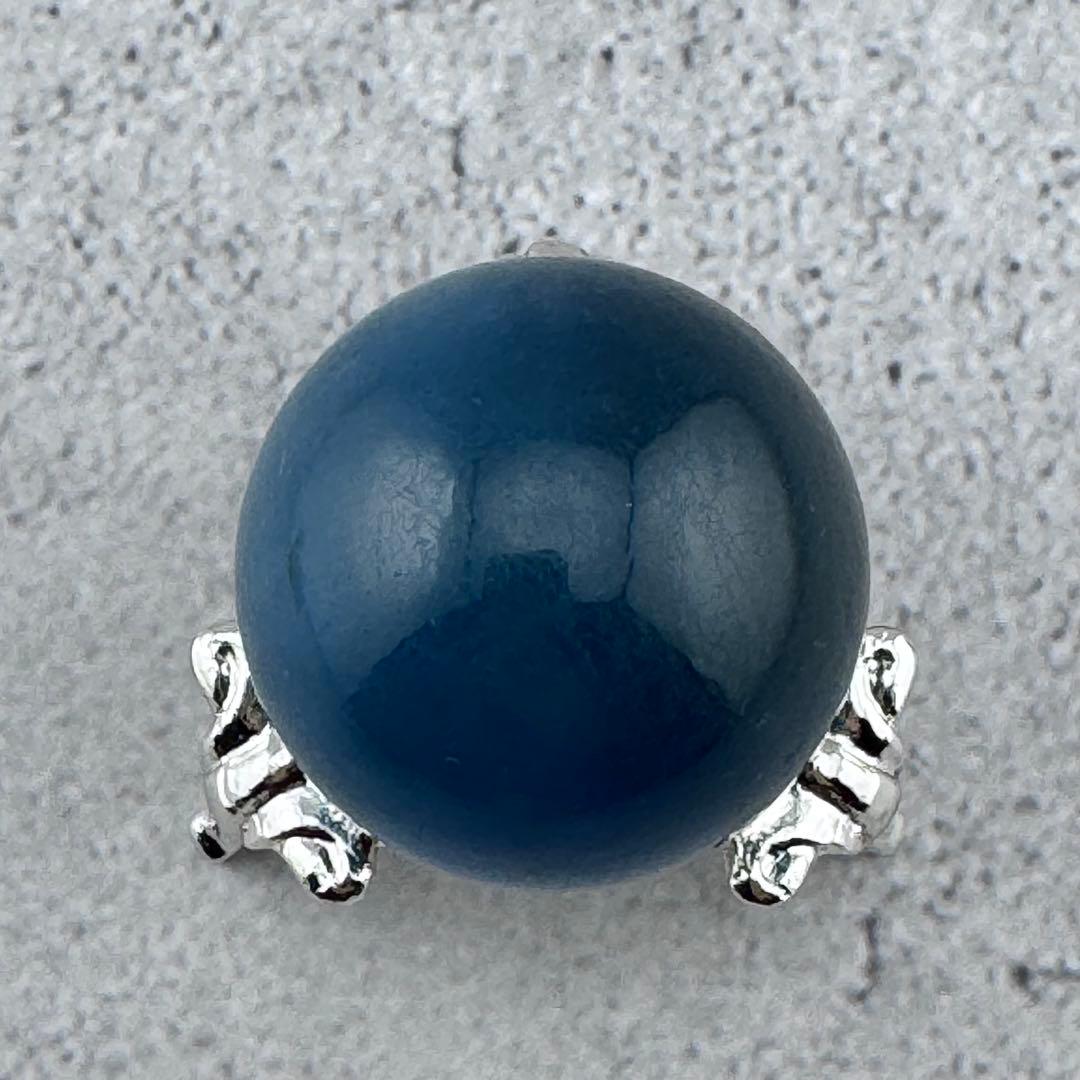 M-20ディープブルーアクアマリン丸玉　ダークブルースフィア　天然石　濃青色