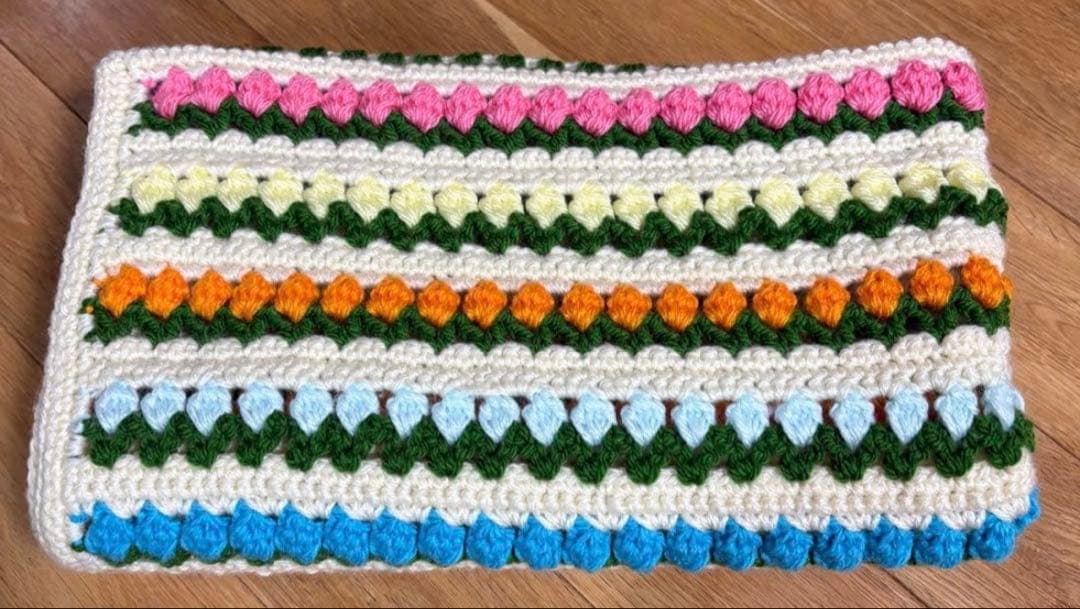 チューリップ ブランケット レトロ 編み物 ハンドメイド