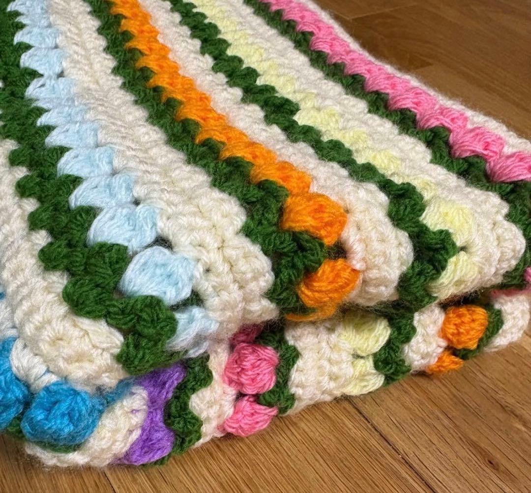 チューリップ ブランケット レトロ 編み物 ハンドメイド