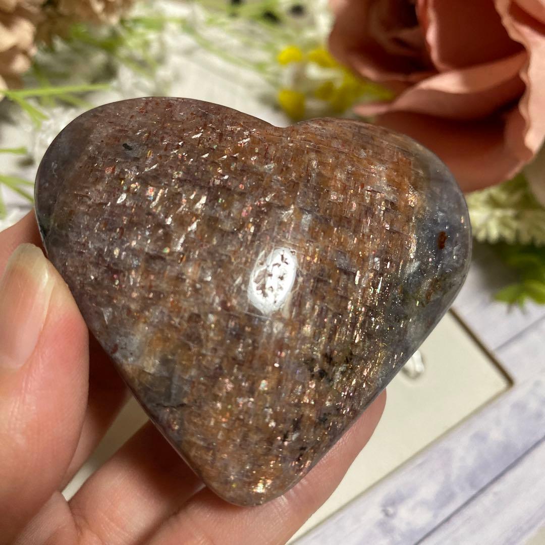 アイオライトサンストーン ブラッドショットアイオライト ハート 握り石 置き石