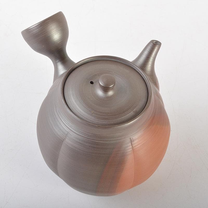 茶道具　萬古焼　清水洋造　横手急須　茶壷　共布共箱　V　6427