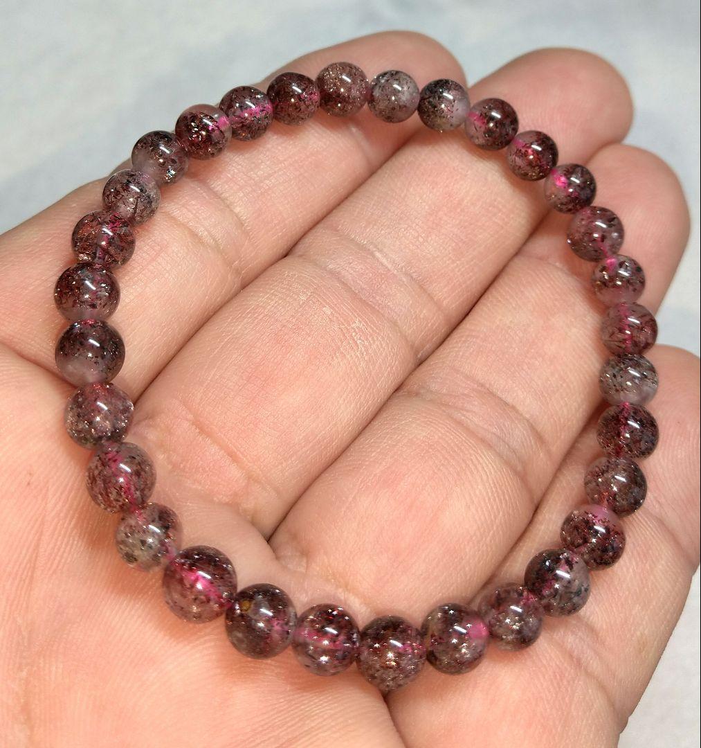 【希少,小粒】レピドクロサイトインクォーツ　６㎜　ブレスレット　美品　天然