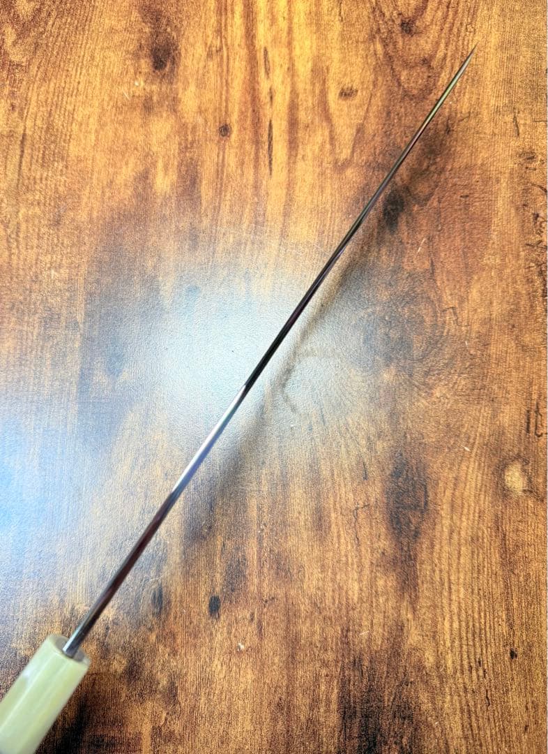 池田美和　蛸引 先丸　水本焼　白一鋼　富士山 全鏡面 尺　黒檀白水牛八角柄