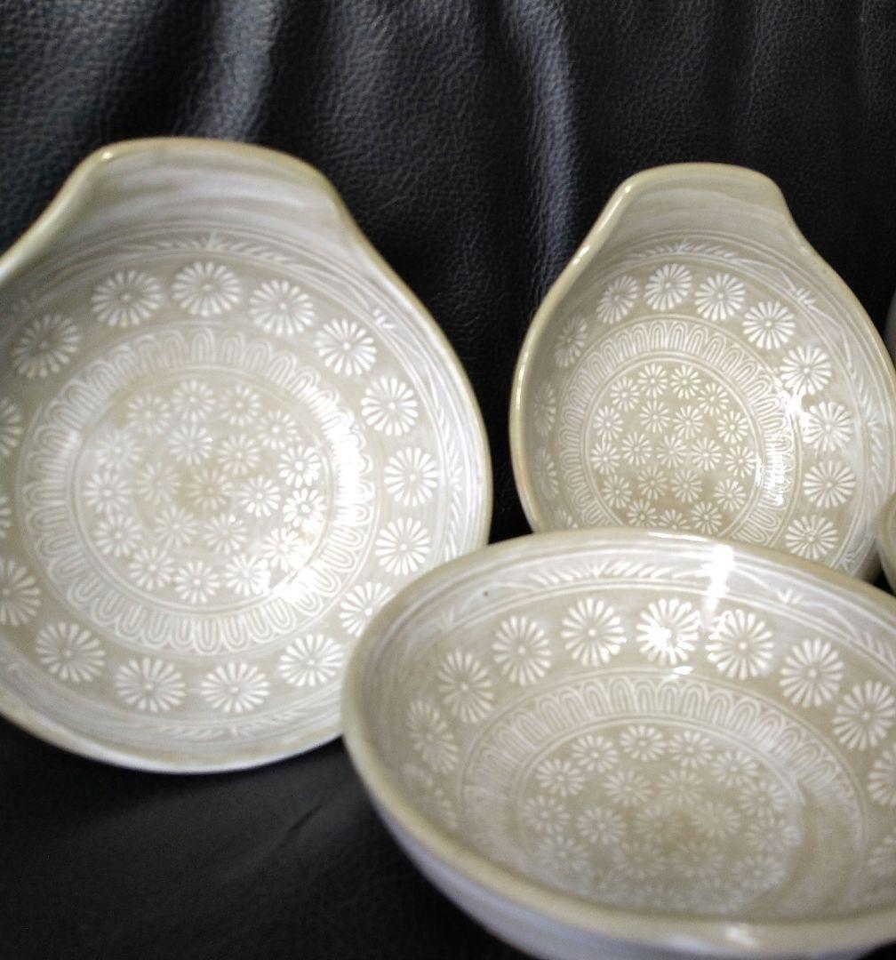 ♥萬古焼・ とんすい♦名窯元【 銀峯花三島 】●新品5皿■8皿まで購入可能