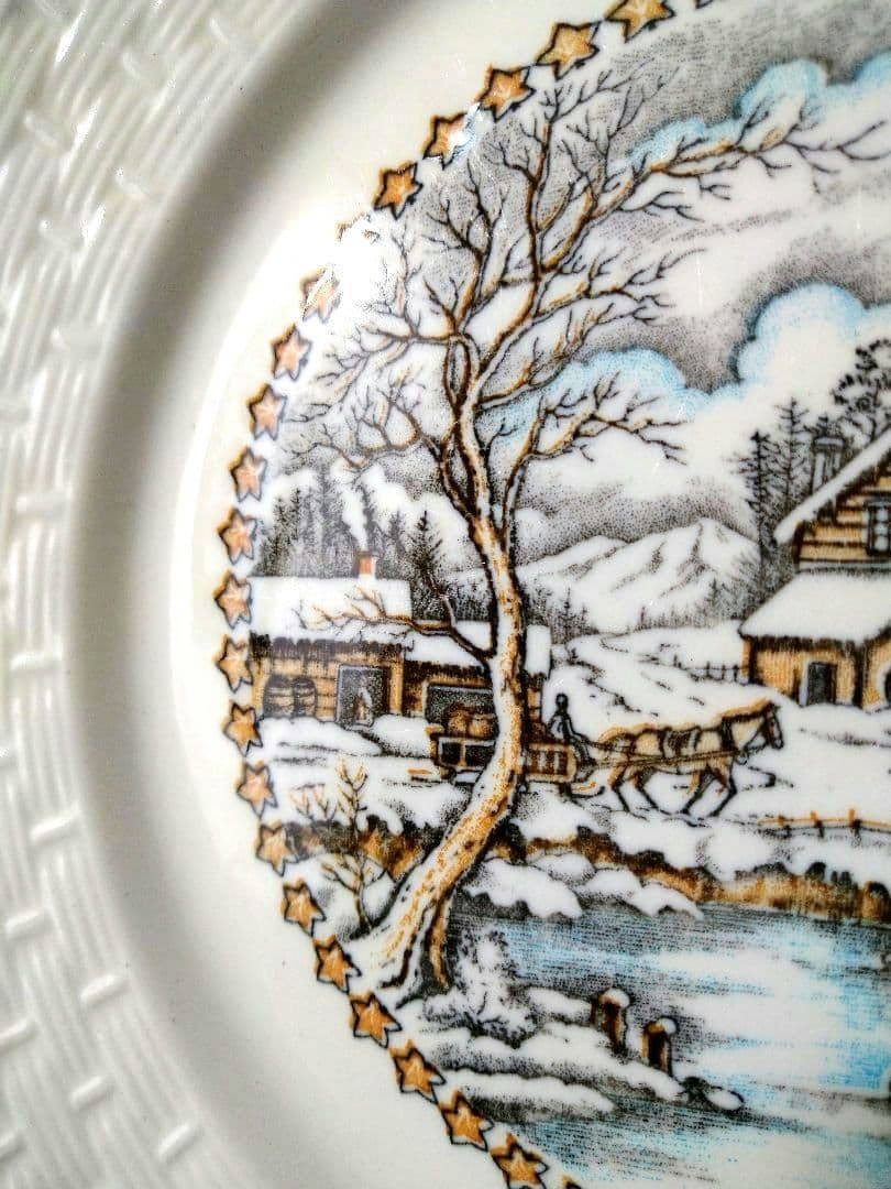 ♥５５年前のヴィンテージ⬛コレクション品 インテリア【Sakura】冬景色絵柄皿