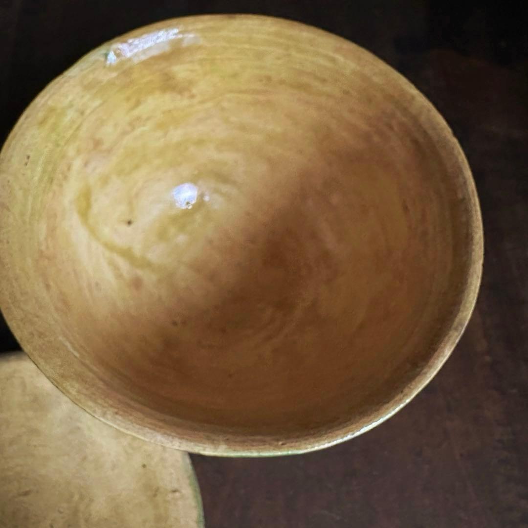 【レア！】 珉平焼 三彩 蓋碗 蓋茶碗 龍獅子陽刻 D