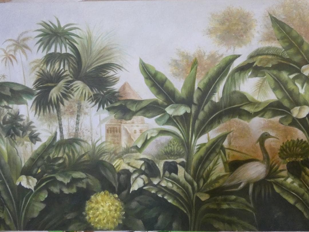 大型絵画 風景　額付き　田中一村　【芭蕉】手描き　80×40cm