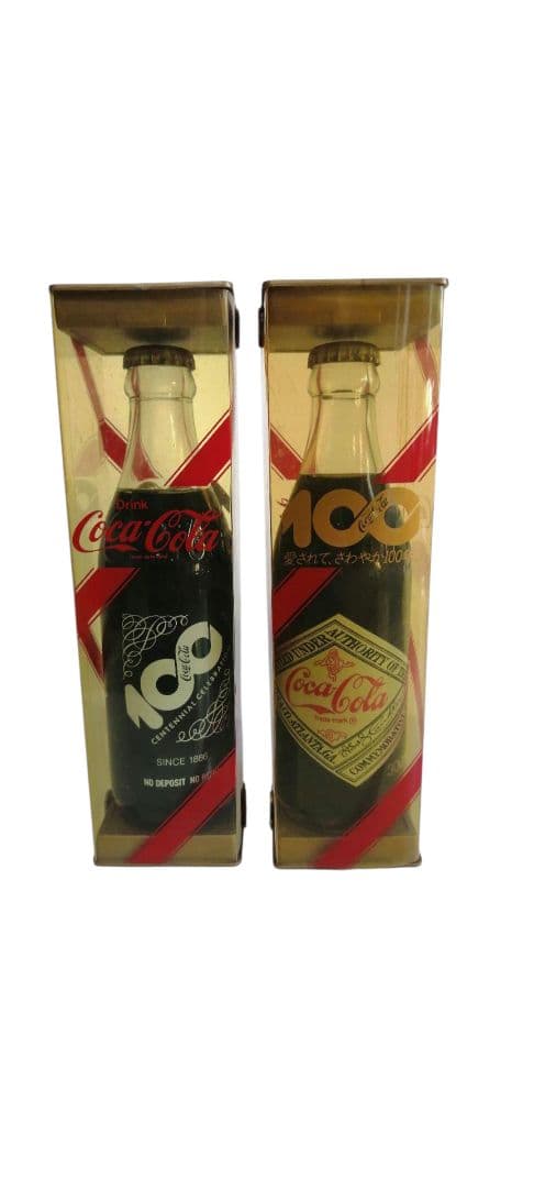 Coca-Cola 100周年記念瓶2本セット クリアケース付