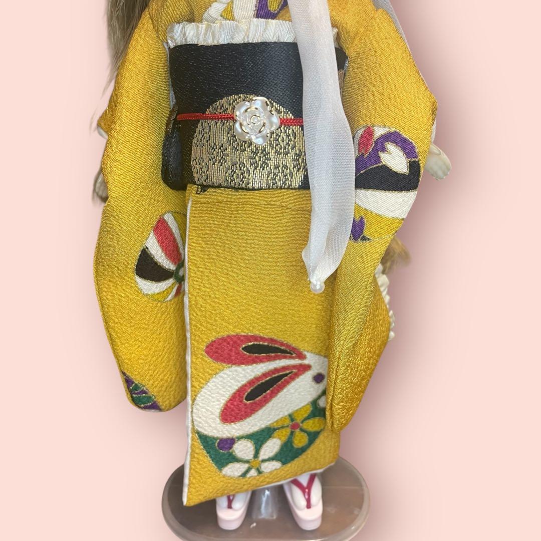 ブライス着物　黄色地エプロン