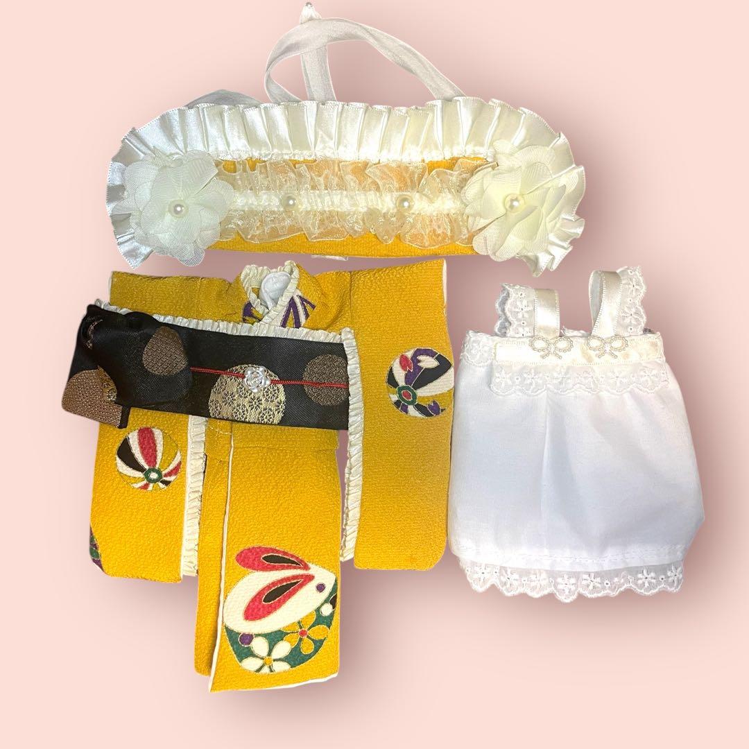 ブライス着物　黄色地エプロン