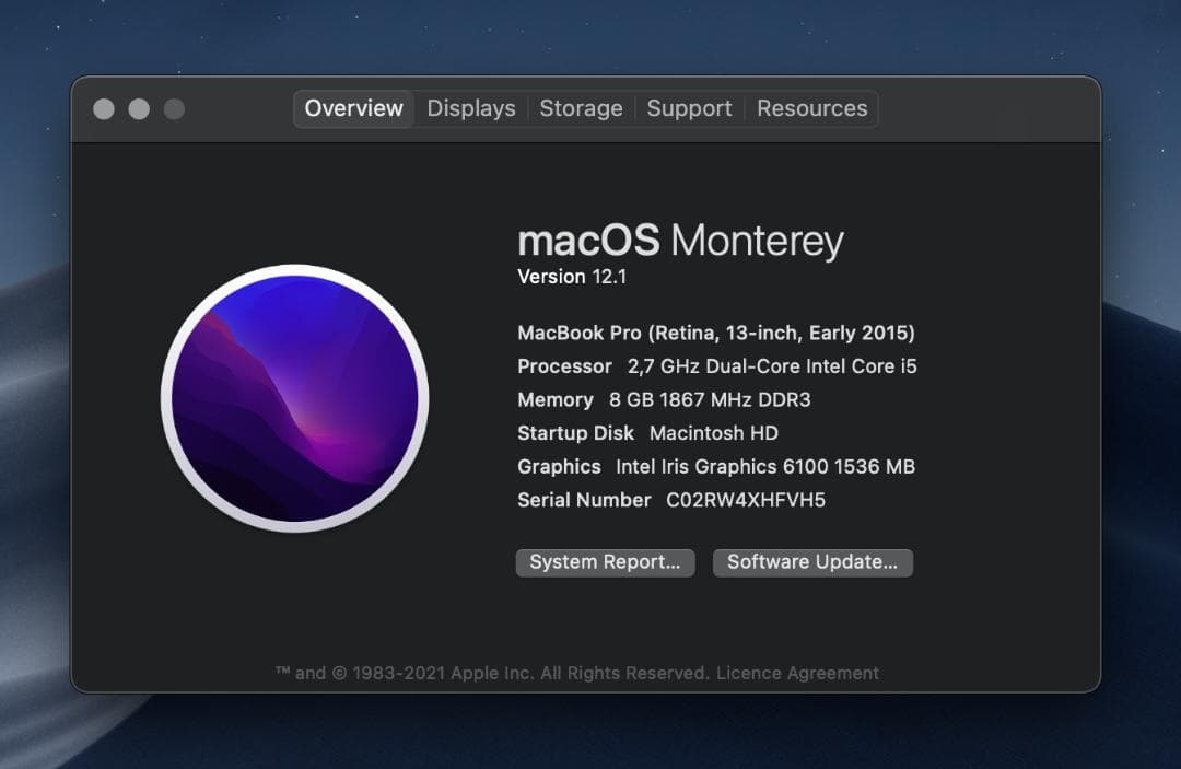 MacBook本体 Macbook Pro Early 2015 13.3\" 8GB 256GB