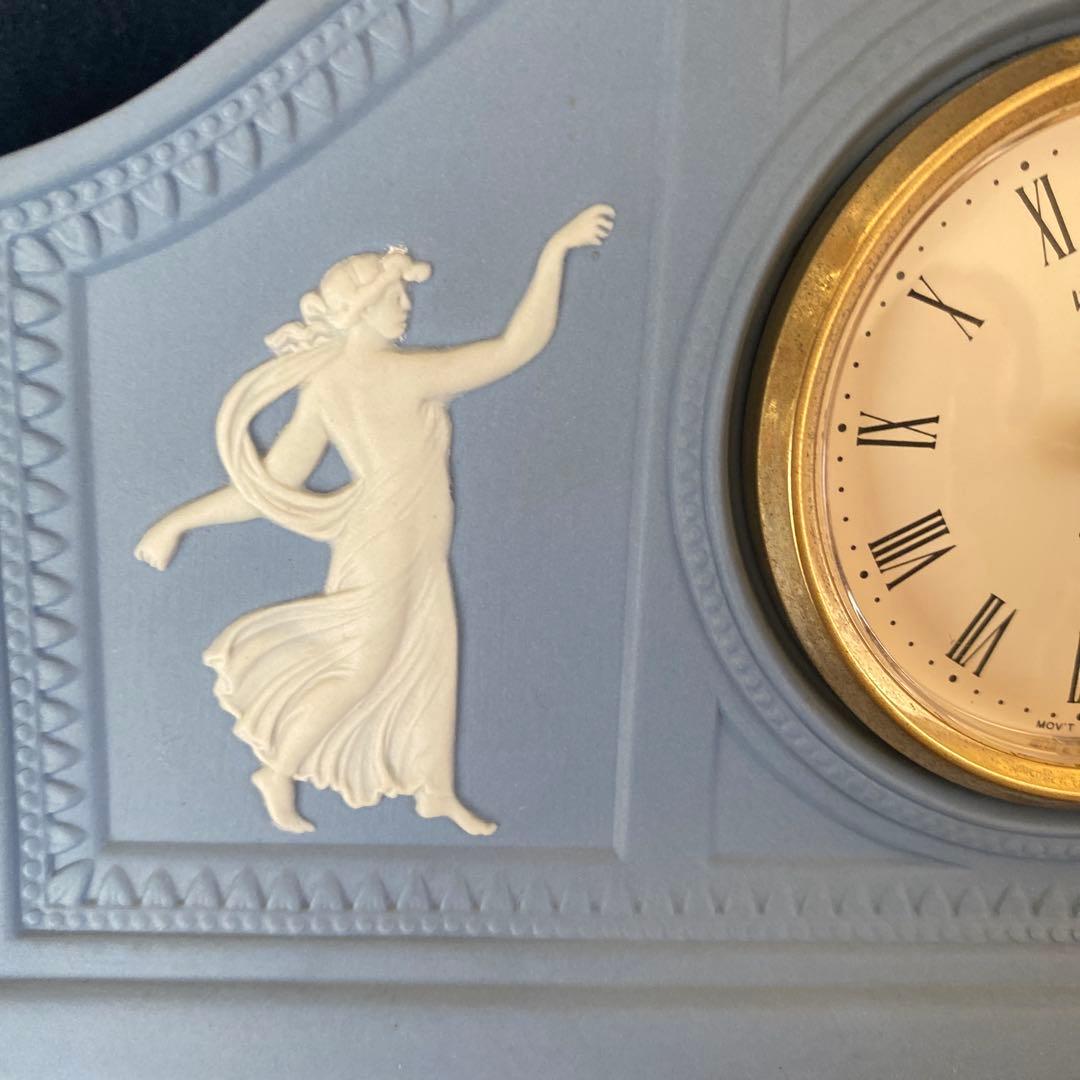 ウェッジウッド　ジャスパー　置き時計　ペールブルー