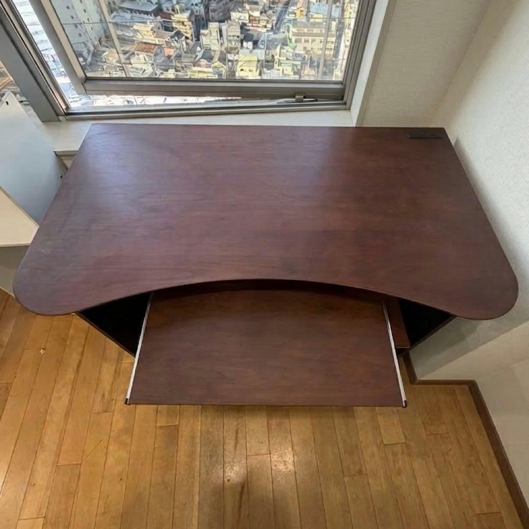 ニトリ　ダークブラウン コーナーデスク ミニ引出しセット　コンセント付き