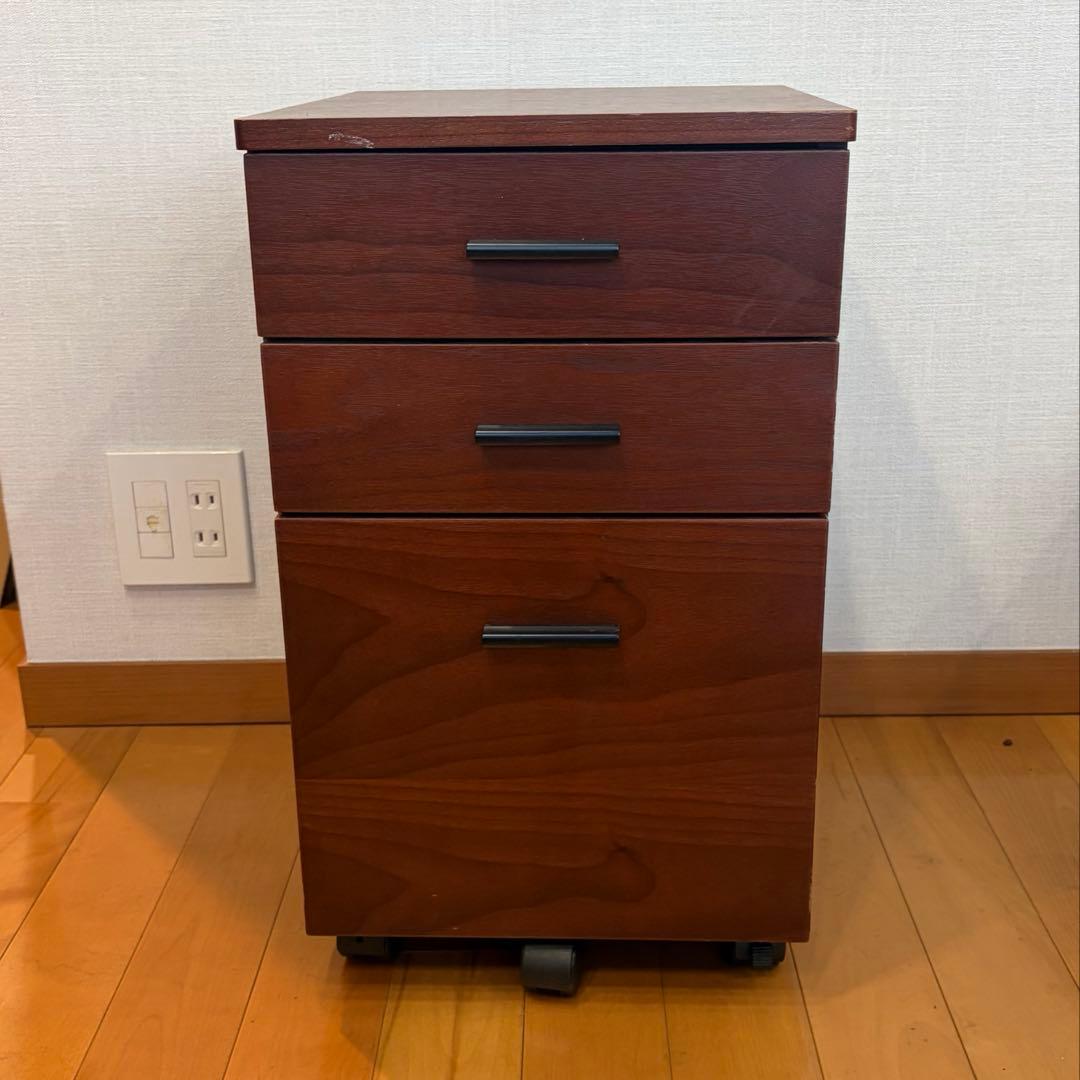 ニトリ　ダークブラウン コーナーデスク ミニ引出しセット　コンセント付き