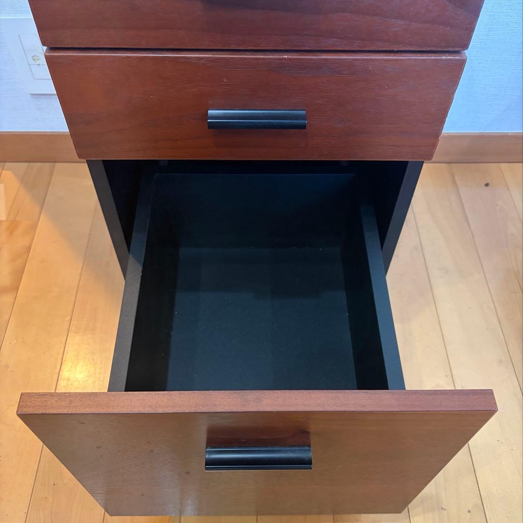 ニトリ　ダークブラウン コーナーデスク ミニ引出しセット　コンセント付き