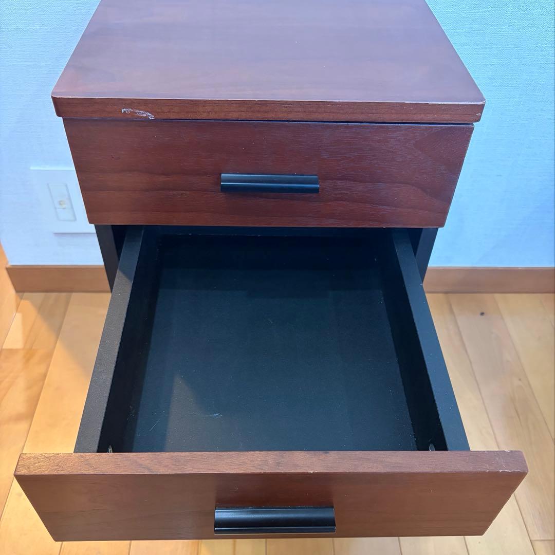 ニトリ　ダークブラウン コーナーデスク ミニ引出しセット　コンセント付き