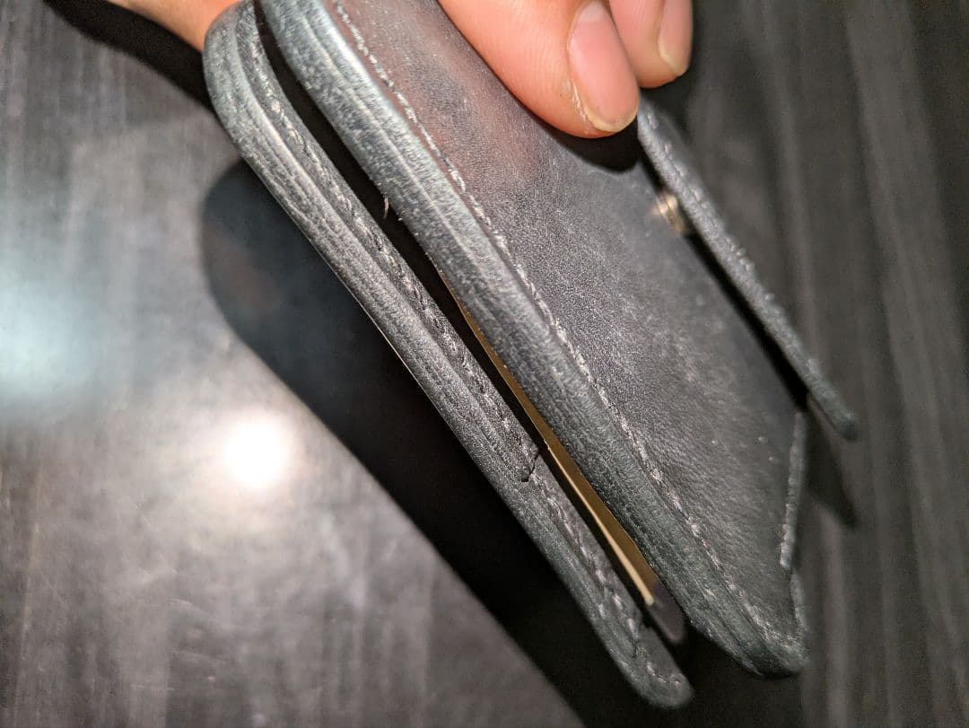 イタリアンレザー マネークリップ式 コンパクト財布 総手縫い ハンドメイド 1