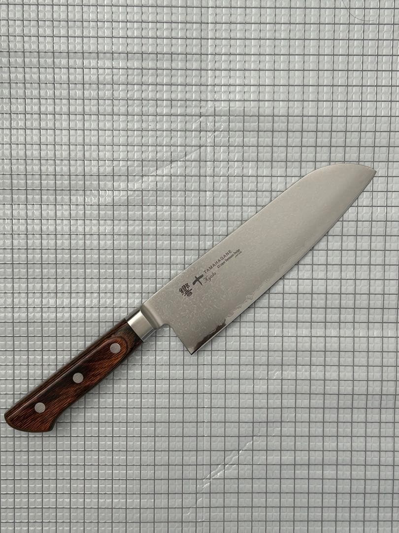 響十 包丁 三徳 万能包丁 モリブデン ステンレス 175mm 茶合板柄