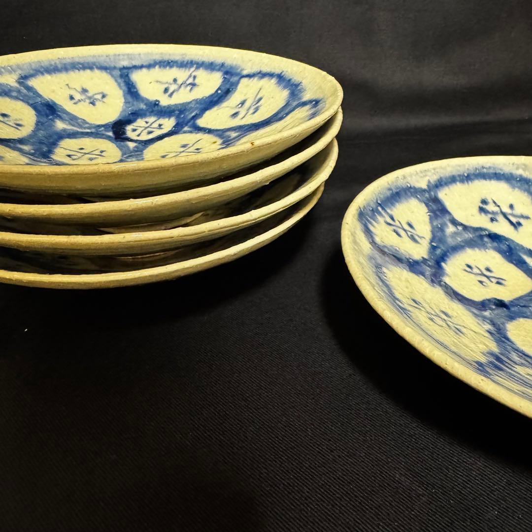 澤窯　美濃焼　可児一広 呉須丸紋　中皿　5枚箱無し発送