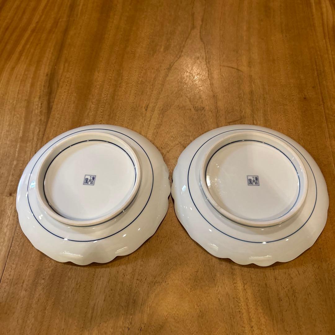 有田焼　謹后工門窯　金彩菊　古伊万里絵付　中皿　二枚