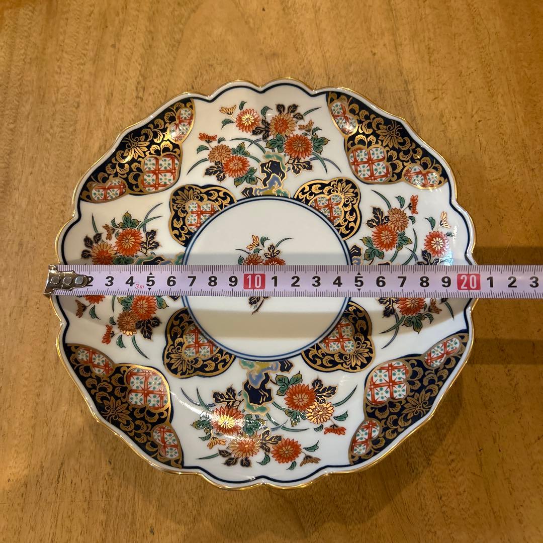 有田焼　謹后工門窯　金彩菊　古伊万里絵付　中皿　二枚