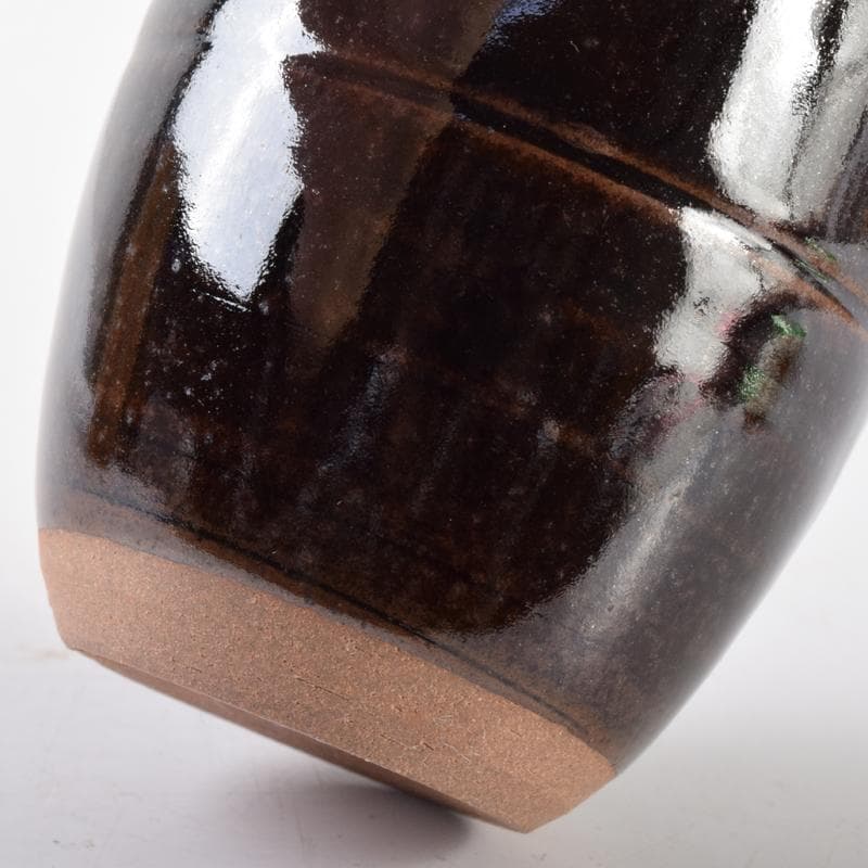 茶道具　京焼　平安喜山造　肩衝茶入　仕覆付　共箱　V　6994