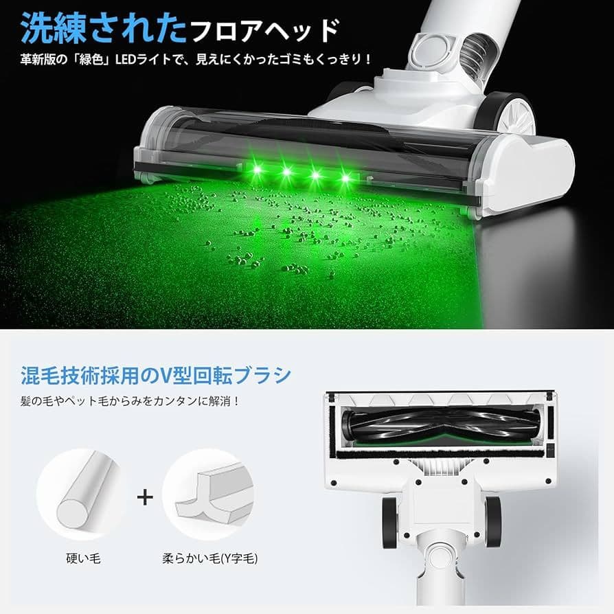 強力吸引 掃除機 LEDライト ステッククリーナー ハンディークリーナー 軽量