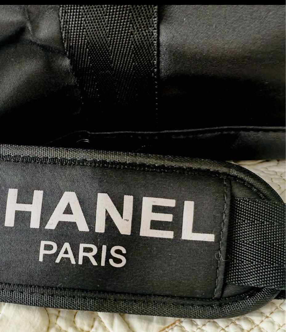 訳あり未使用☆CHANELシャネルノベルティ新品ボストンバッグ黒ジムストラップ付