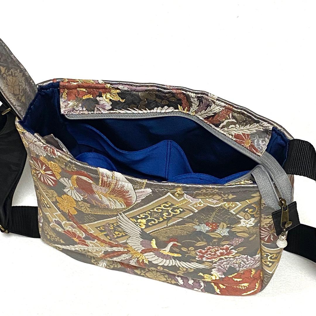 392 帯リメイク　はばたく鳳凰のふっくらショルダーバッグ　匿名配送