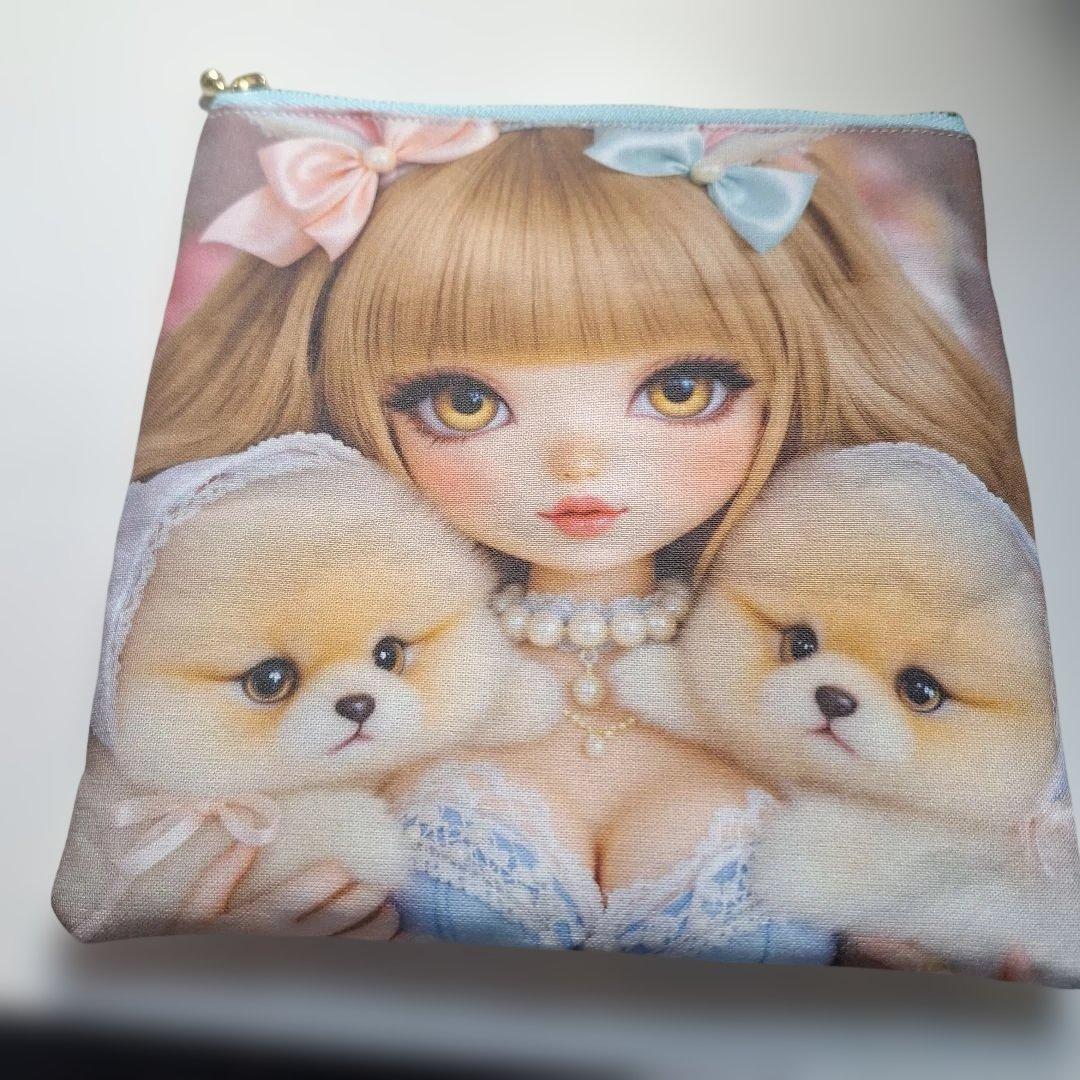 美しい女性パネル生地　ハンドメイド　ポーチ