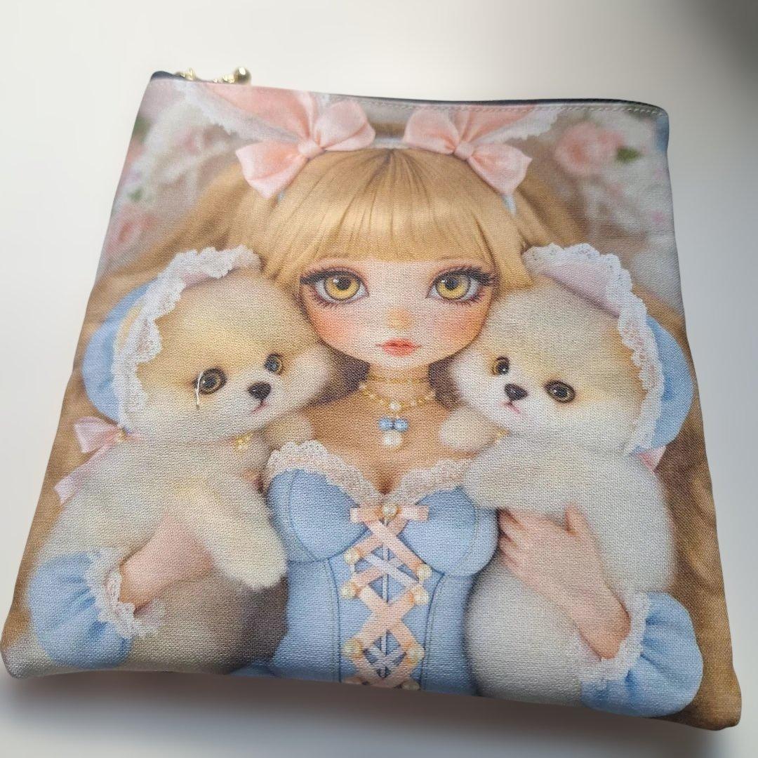 美しい女性パネル生地　ハンドメイド　ポーチ