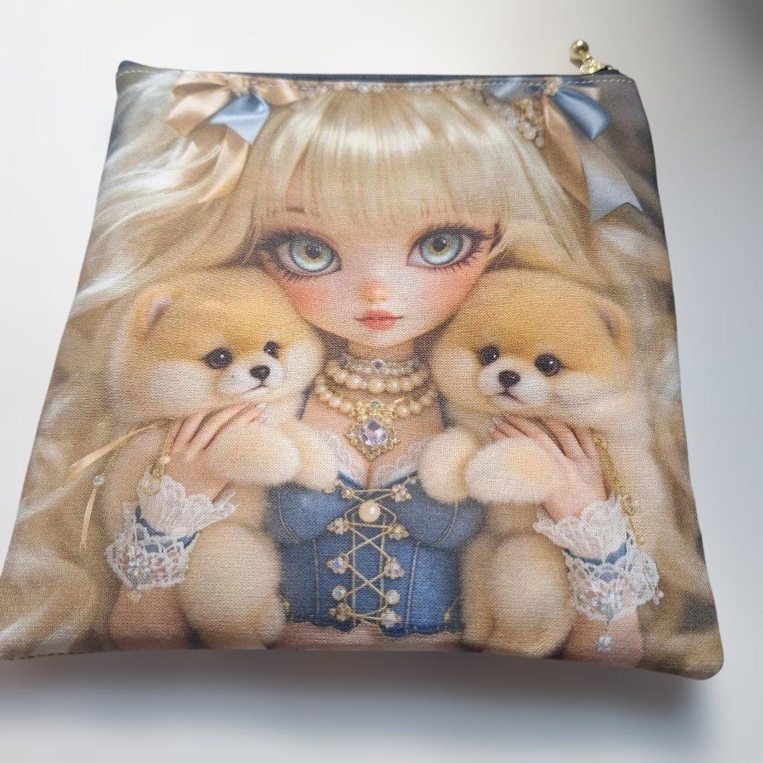 美しい女性パネル生地　ハンドメイド　ポーチ