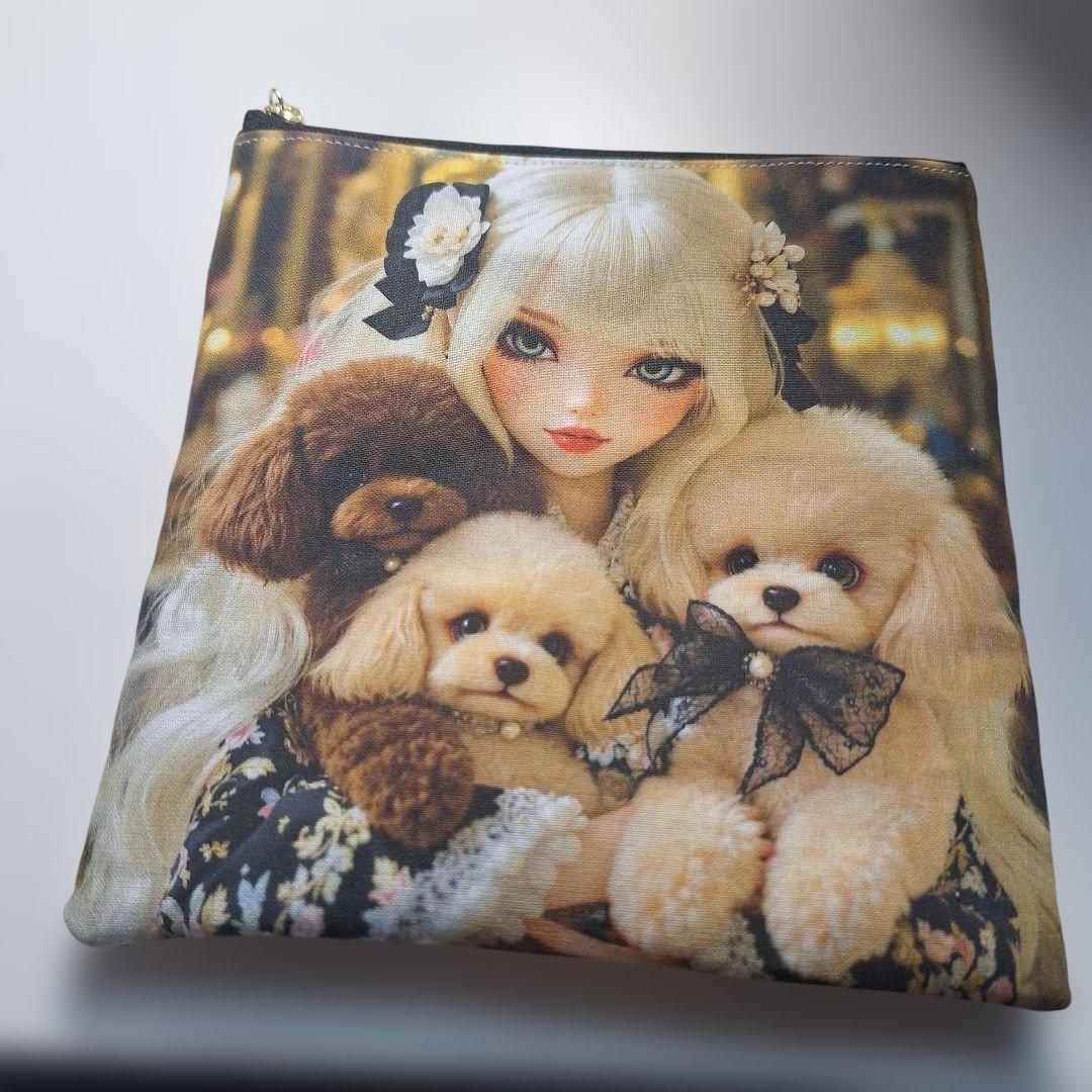 美しい女性パネル生地　ハンドメイド　ポーチ