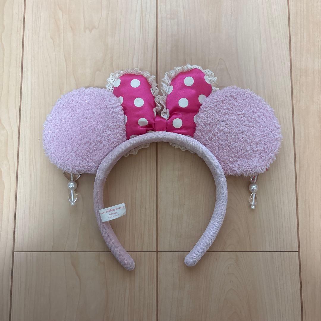 ディズニー　ミニー　ピンクカチューシャ　イヤリング