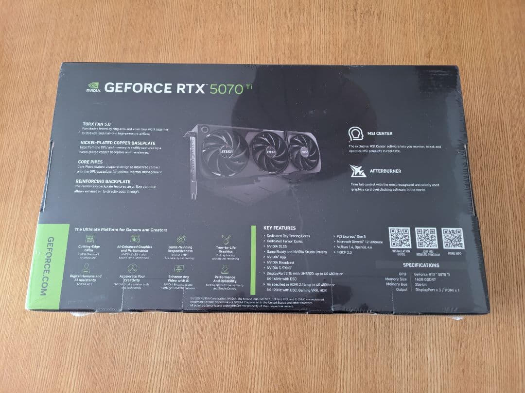 【新品未開封】MSI RTX 5070Ti Shadow