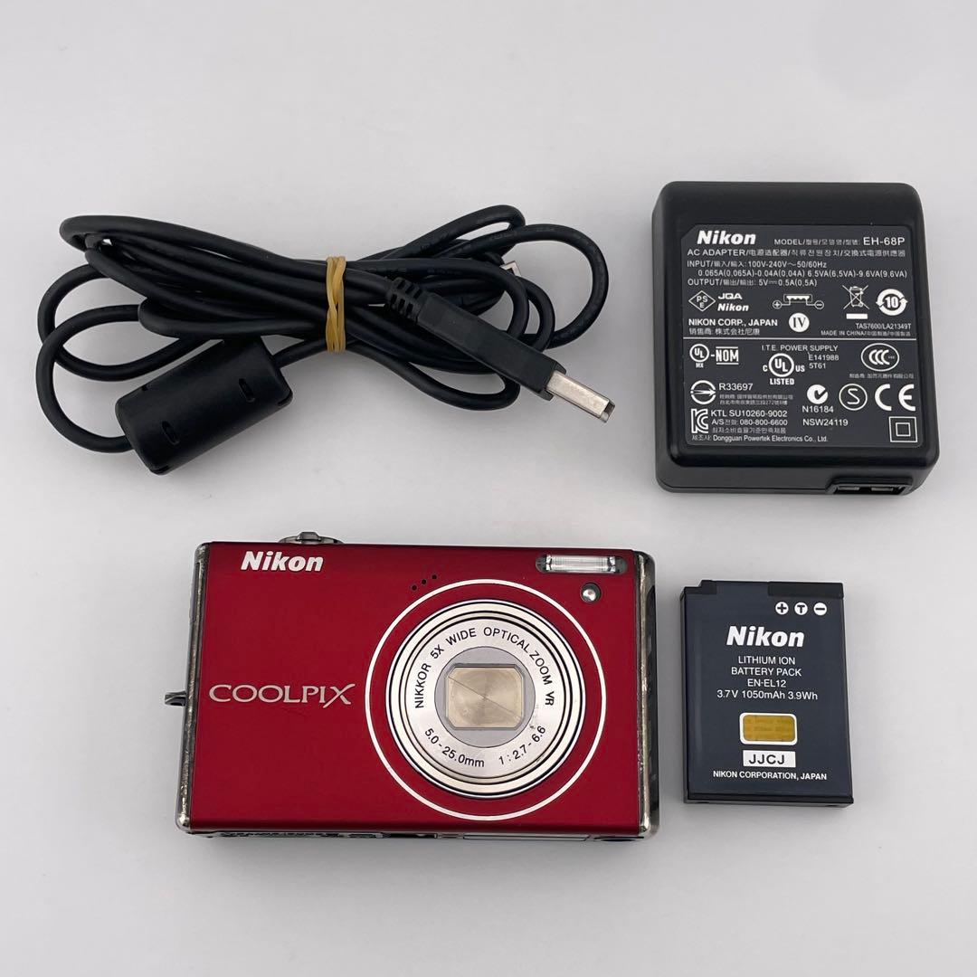 実写良⭕️【動作確認済】Nikon COOLPIX S640　レッド　デジカメ