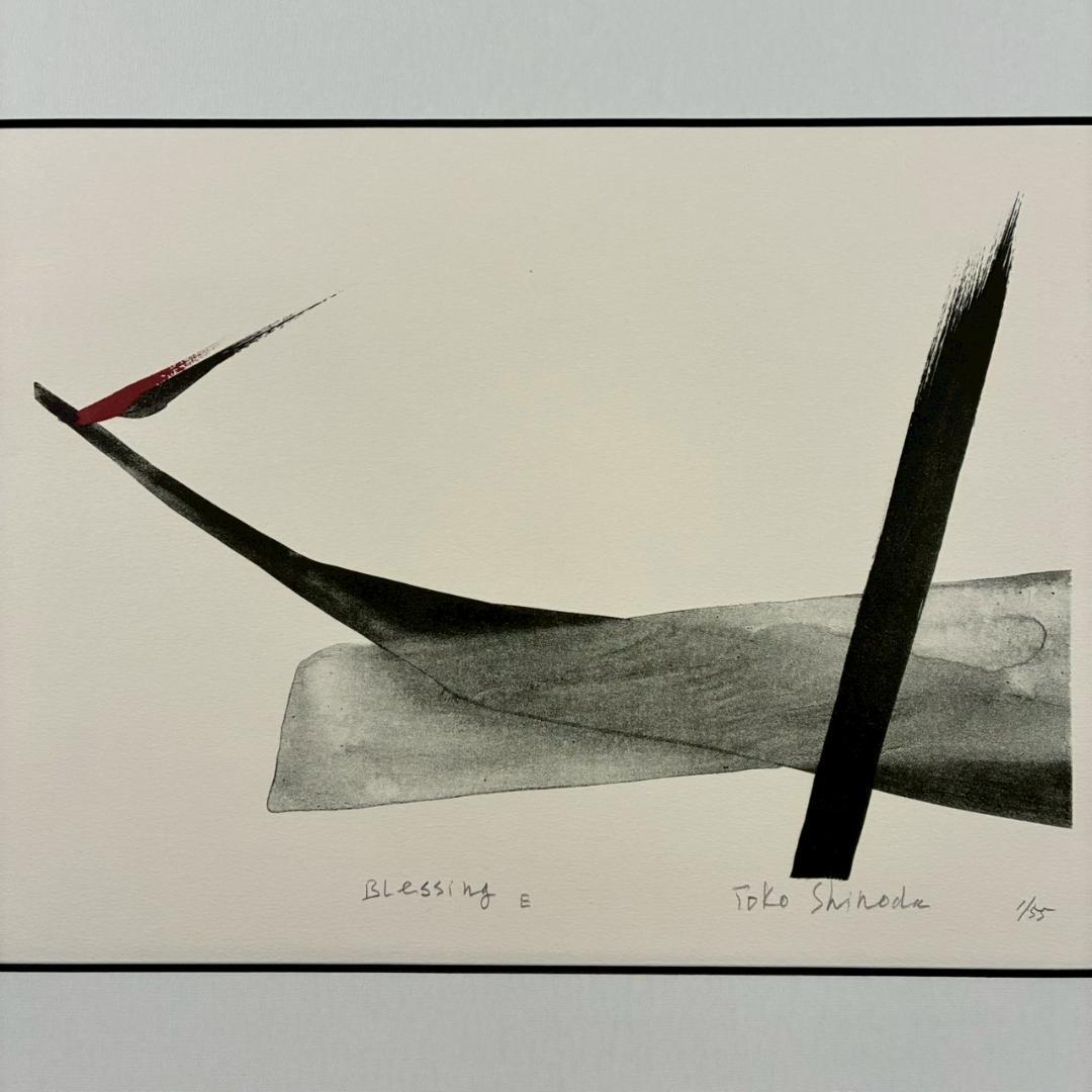 篠田桃紅「Blessing E」リトグラフに手彩色 直筆サイン入 前衛美術 書家