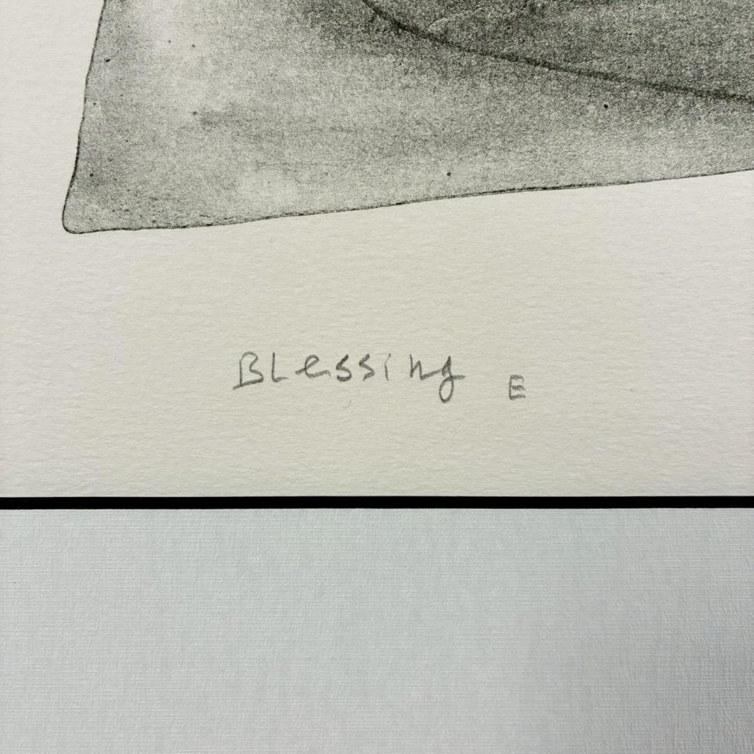 篠田桃紅「Blessing E」リトグラフに手彩色 直筆サイン入 前衛美術 書家