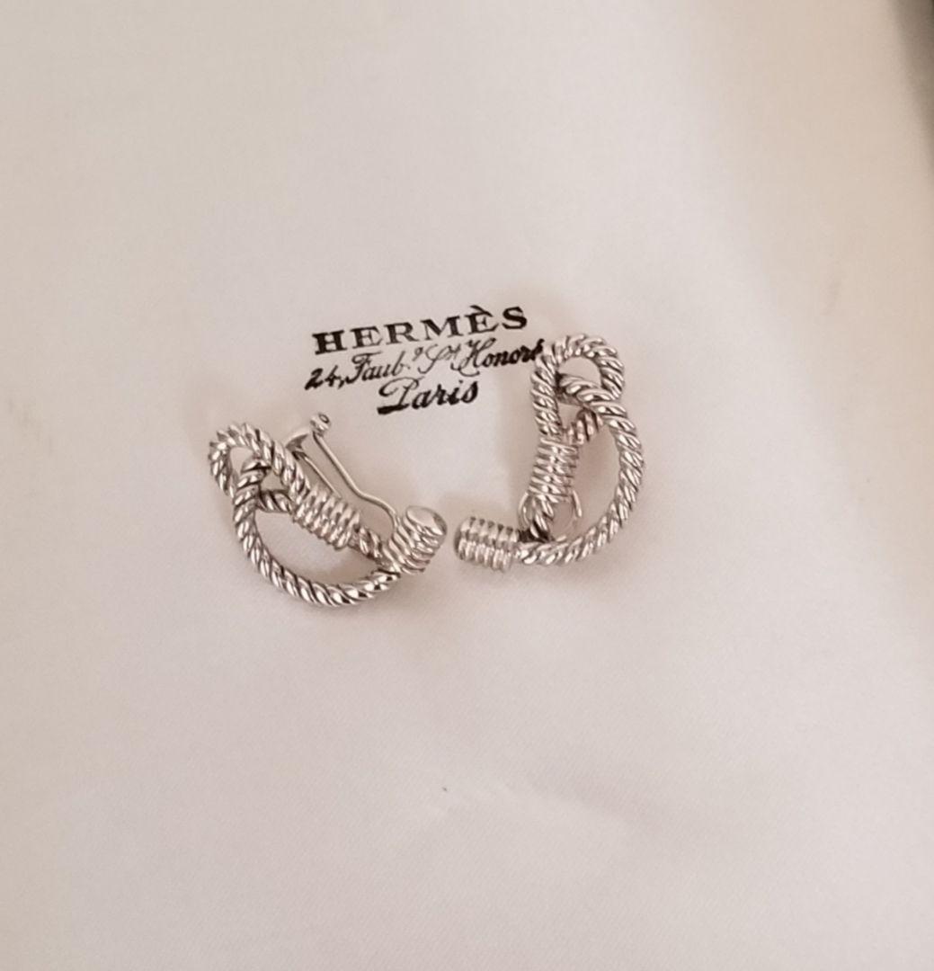 HERMES　エルメス　ヴィンテージ　ロ━プモチーフ縄　シルバー　イヤリング
