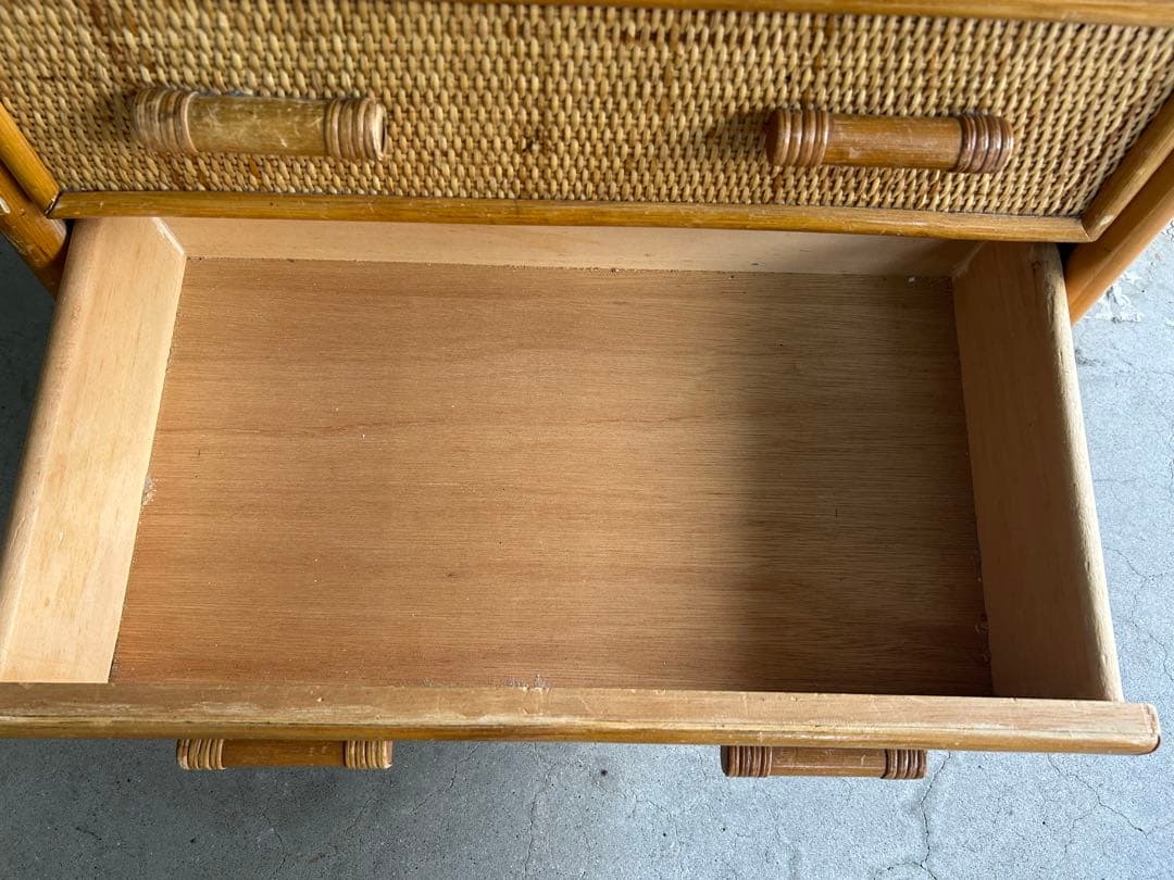 レトロ ラタン籐チェスト 家具 4段 タンス