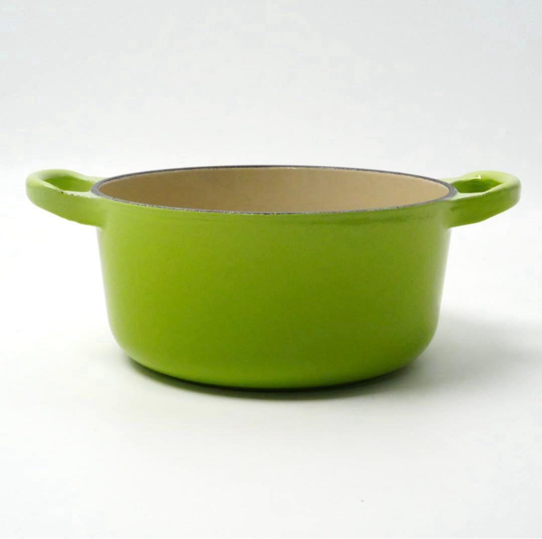 【美品】LE CREUSET　ココット ロンド フルーツグリーン　16cm