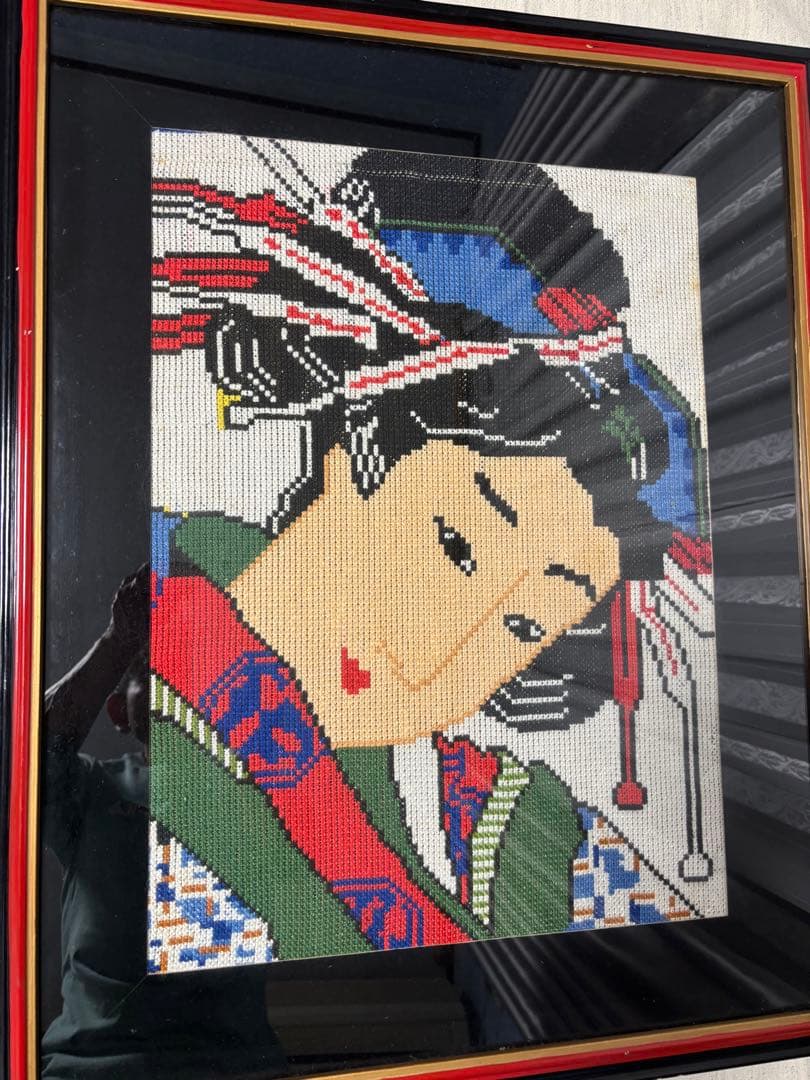 美人画クロス刺繍画