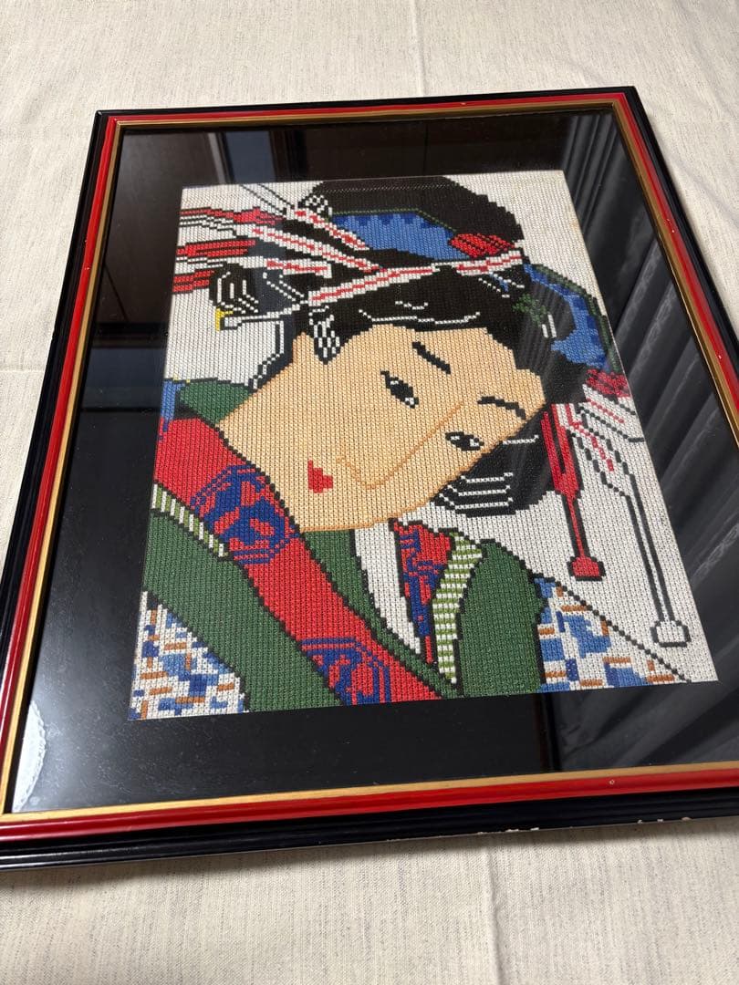 美人画クロス刺繍画