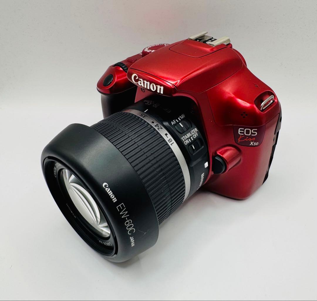Canon キヤノン EOS Kiss X50 レッド EF-Sレンズ2本付き