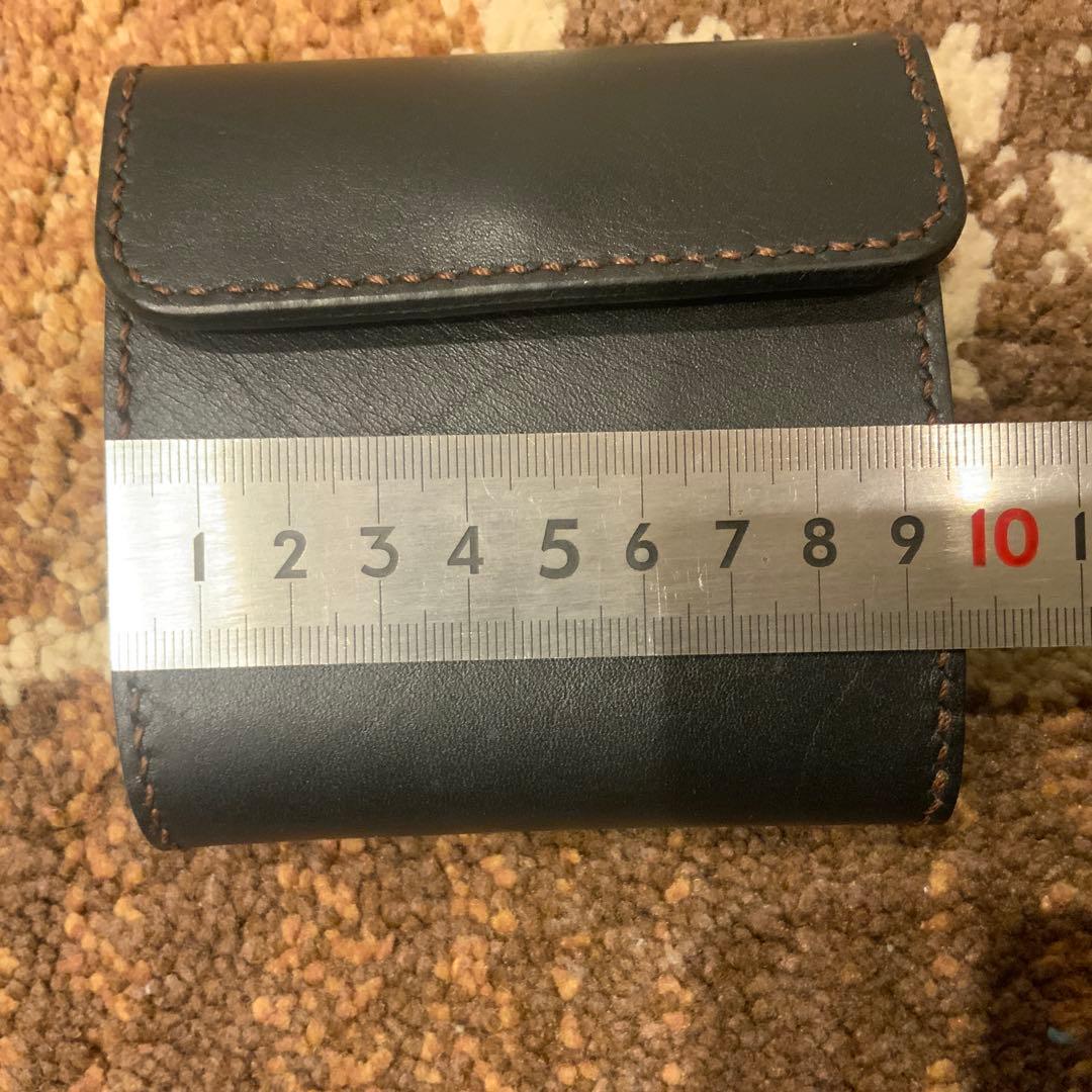 未使用 黒とブラウンの三つ折り財布 ハンドメイド 本革