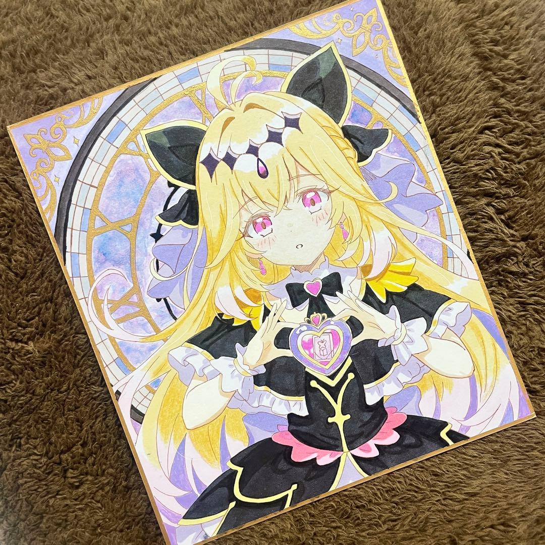マ*ン様 手描きファンアート 一点物 原画 色紙