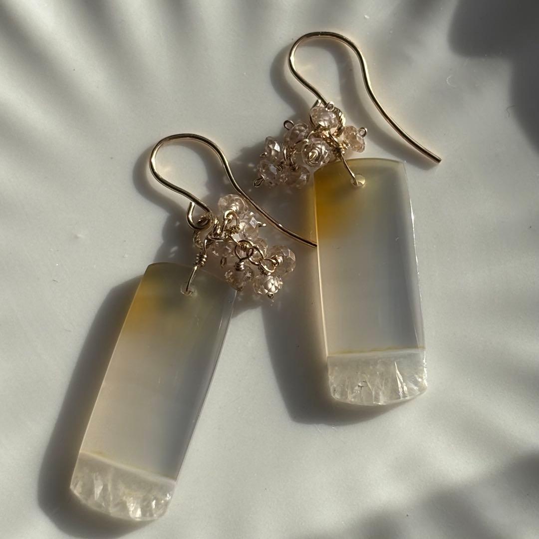 アイリスアゲート・ドゥルージー付✴︎14kgfピアスP289